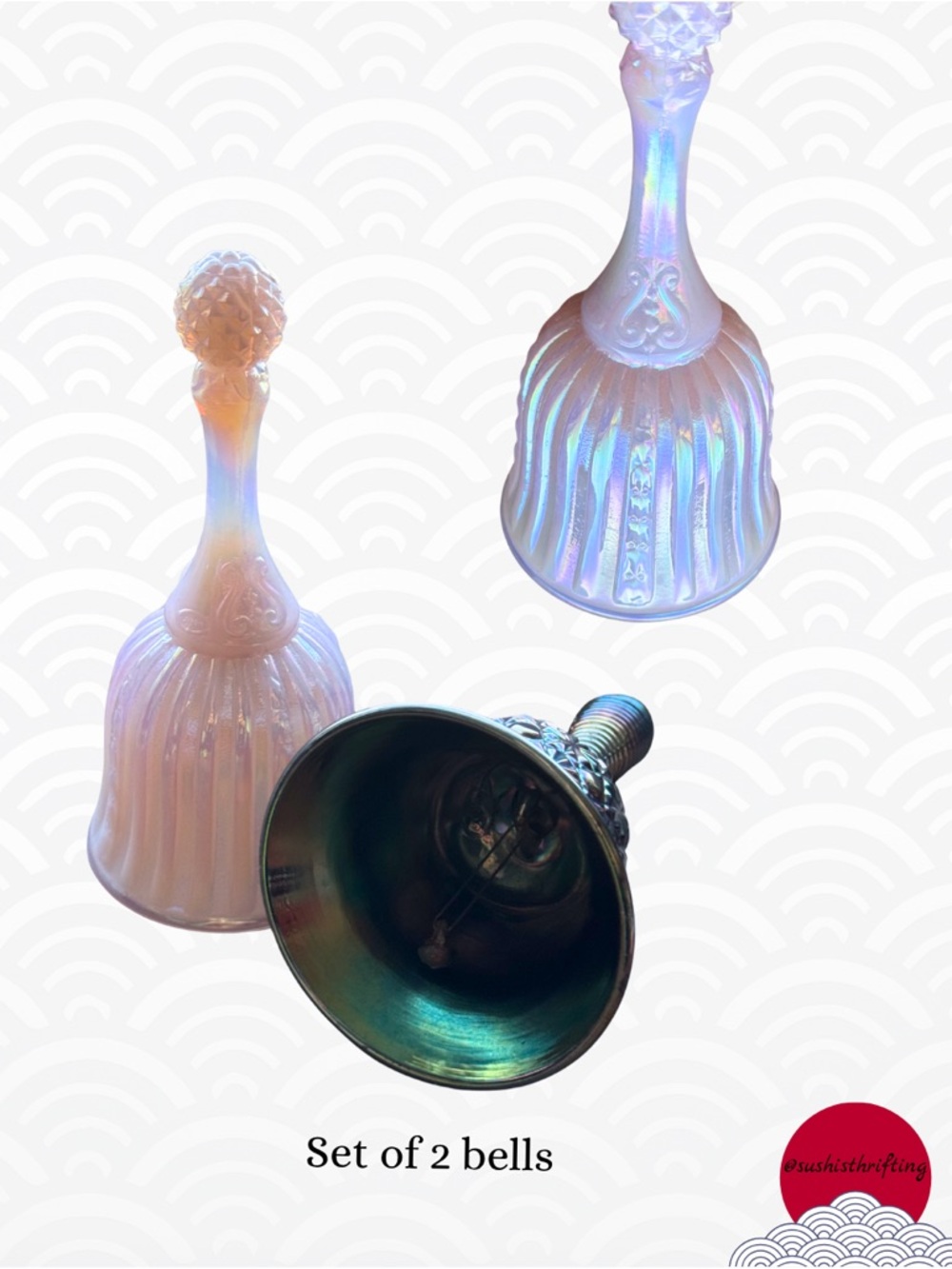 Vintage Iridescent Glass Bell Duo - Picture 3 of 4